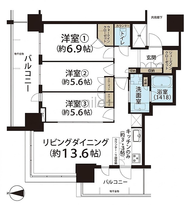 プラウドタワー岡山 間取図・土地図