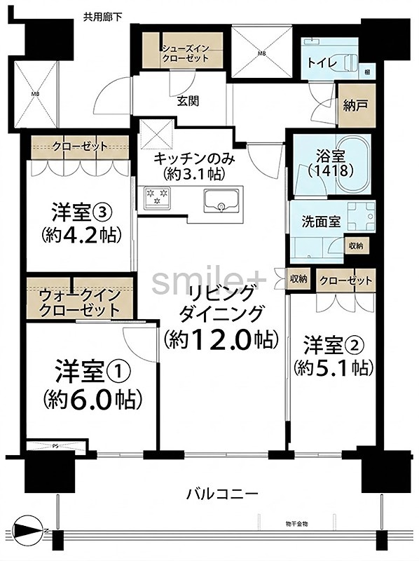 プラウドタワー岡山 間取図・土地図